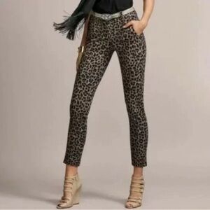 CAbi Black and Gray Leopard Print Trousers EUC
